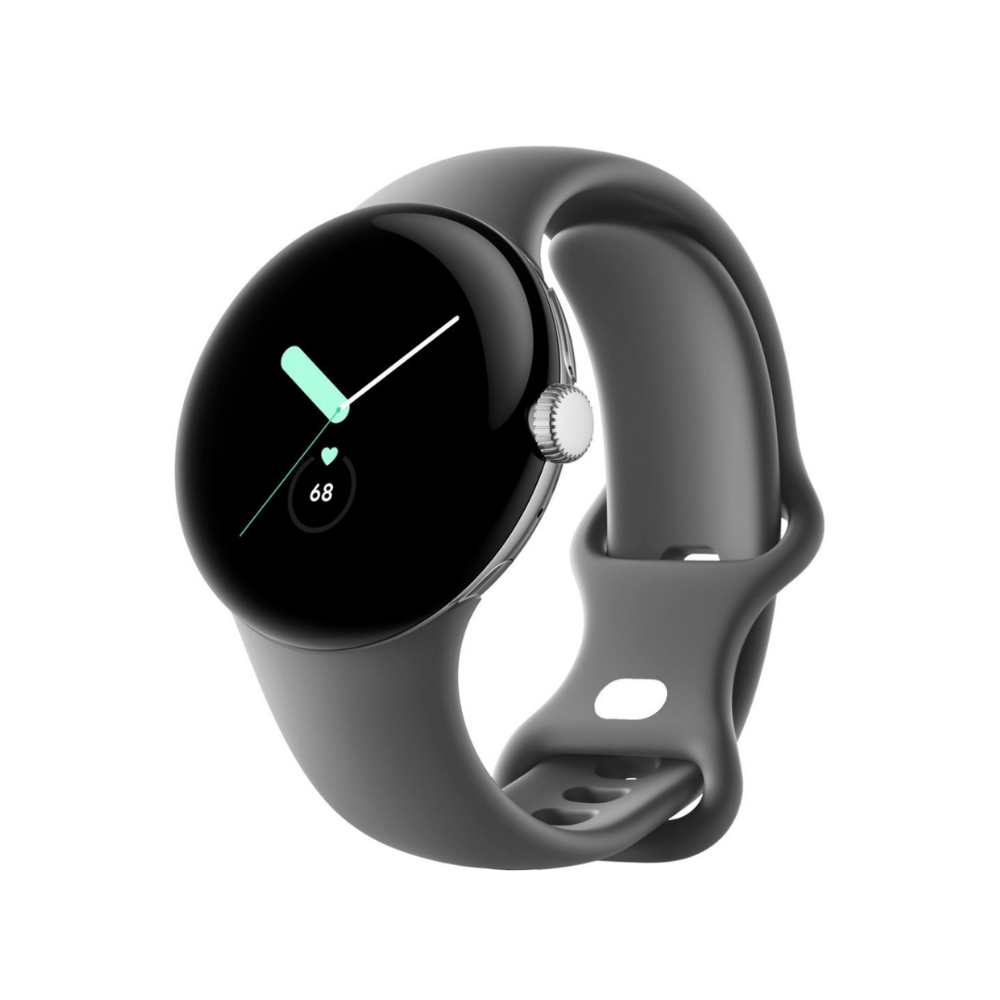 Google Pixel Watch (Wi-Fi) 41mm Silver Stainless Steel w/Charcoal Active Band - GA03305-US