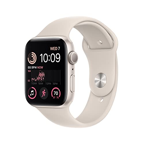 Apple Watch SE 2nd Generation (GPS) 44mm Aluminum Case with Starlight Sport Band - M/L - Starlight - MNTE3LL/A