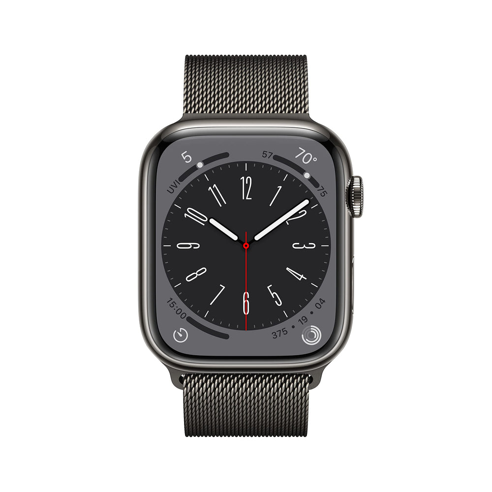 Apple Watch Series 8 [GPS + Cellular, 45mm] - Graphite Stainless Steel with Graphite Milanese Loop, One Size - MNKW3LL/A